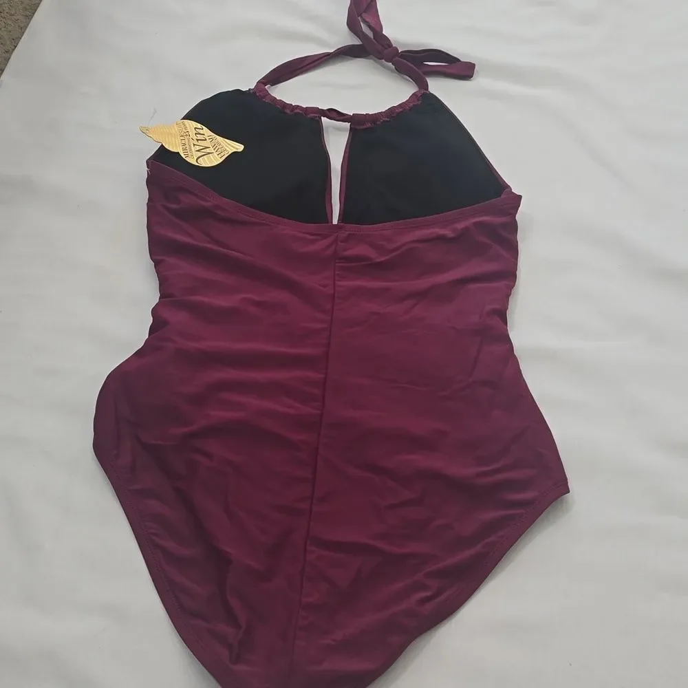 Miraclesuit Halter One-Piece Swimsuit in Plum Wine L‎